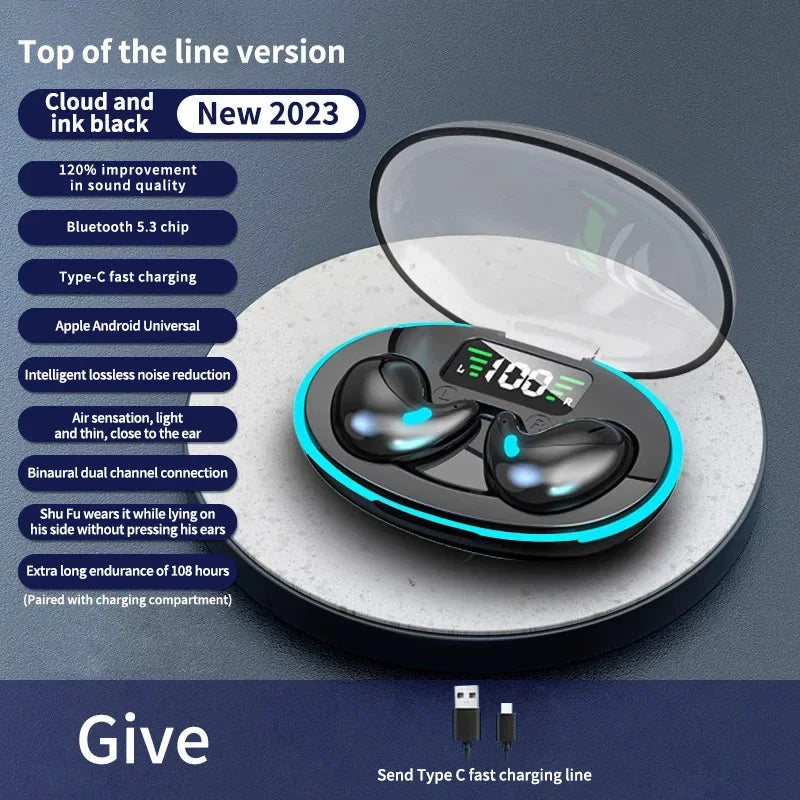 Hidden Earbuds IPX5 Waterproof Noise Reduction Sports Headset