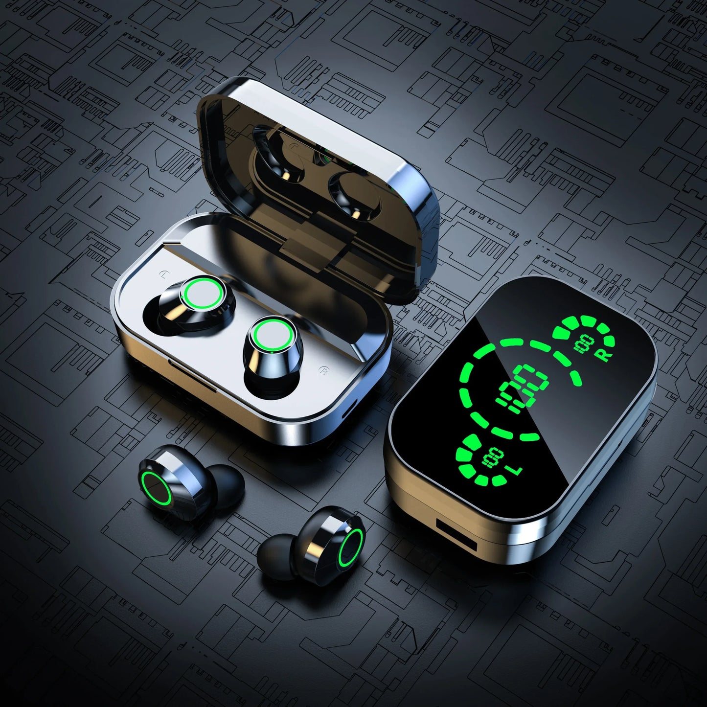 YD03 Mirror Storage Box Handfree Blutooth Earphone