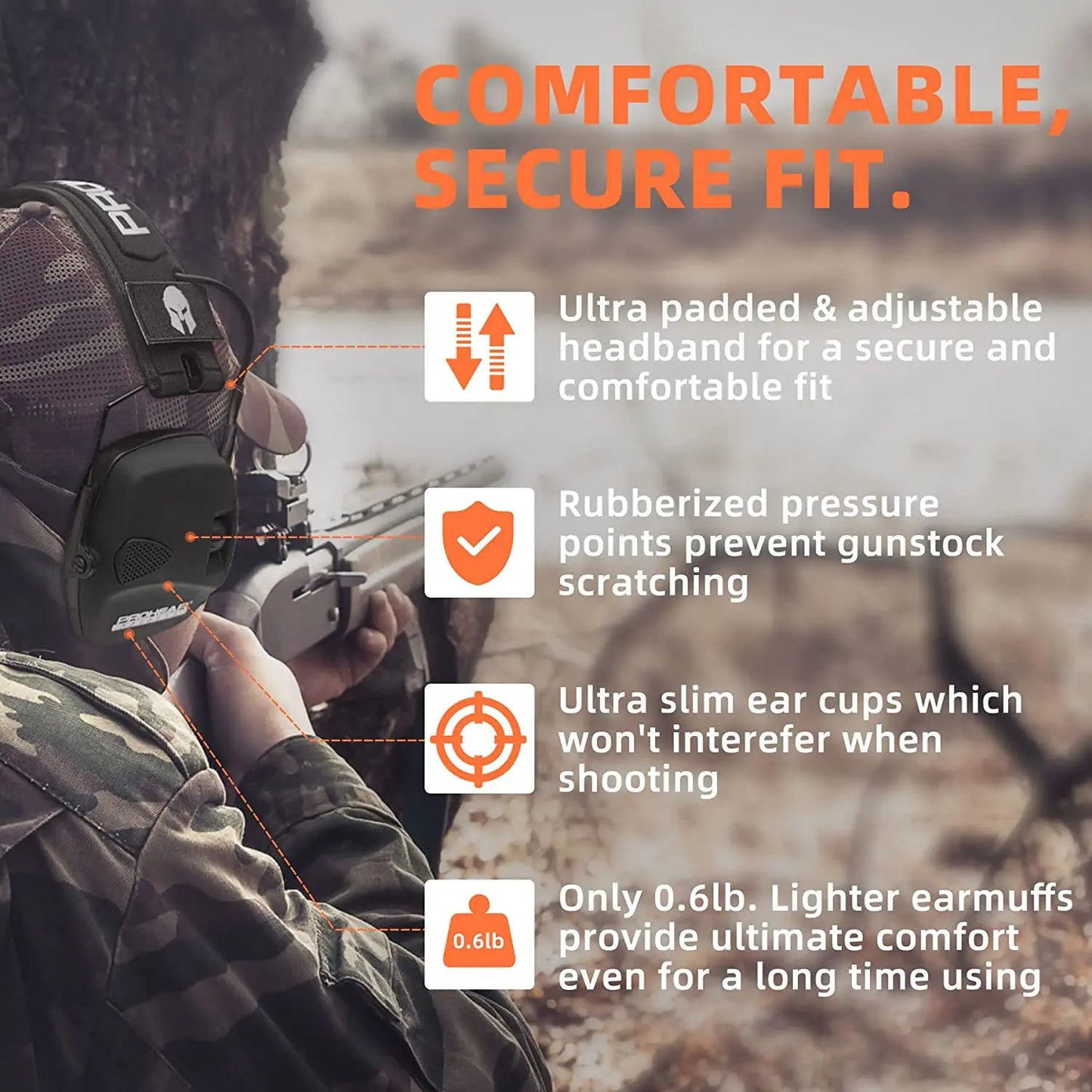 Earmuffs NRR 23dB Noise Reduction. Electronic Hearing Protector for Shooting