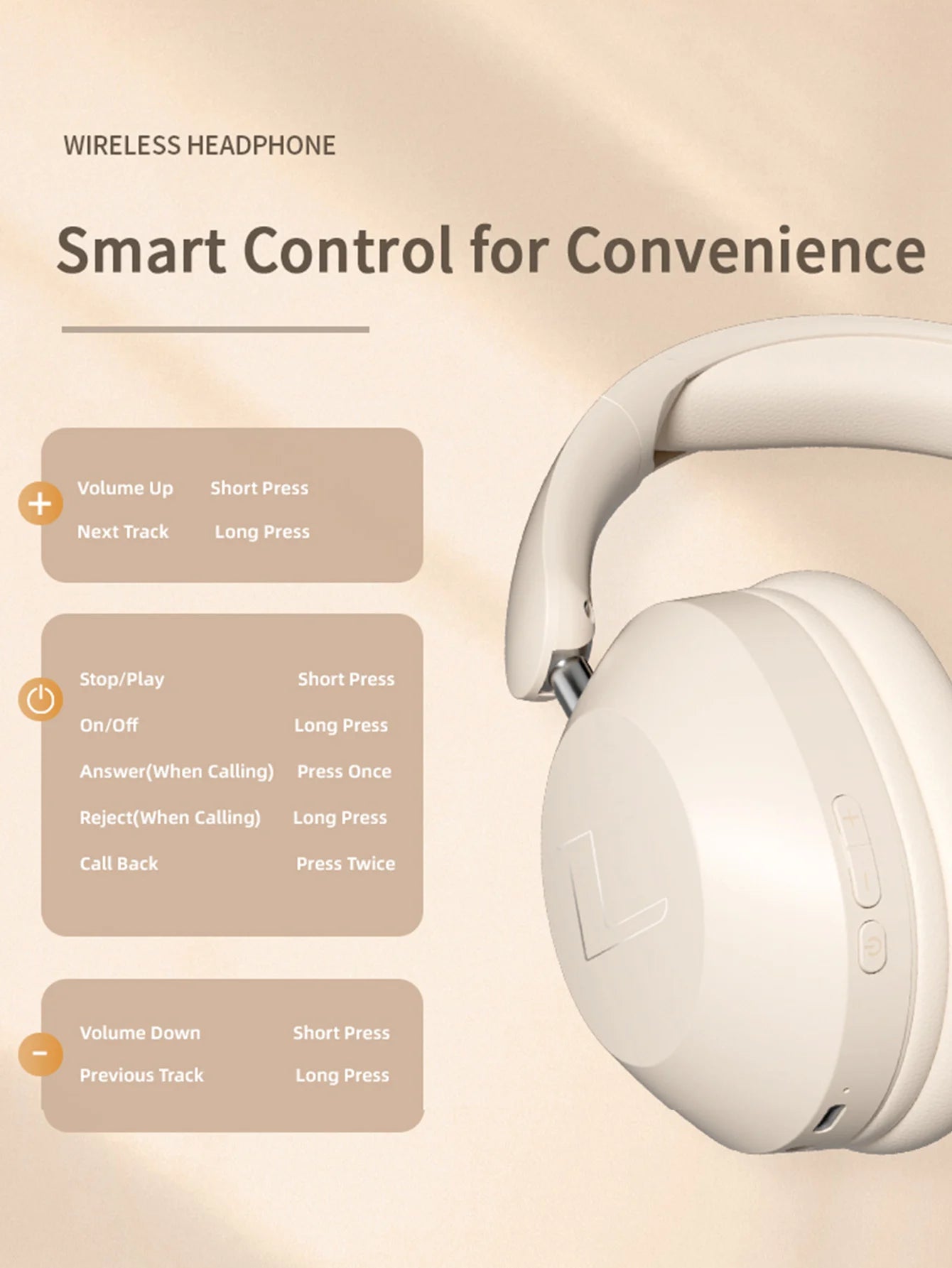 Over-ear Bluetooth headphoness.