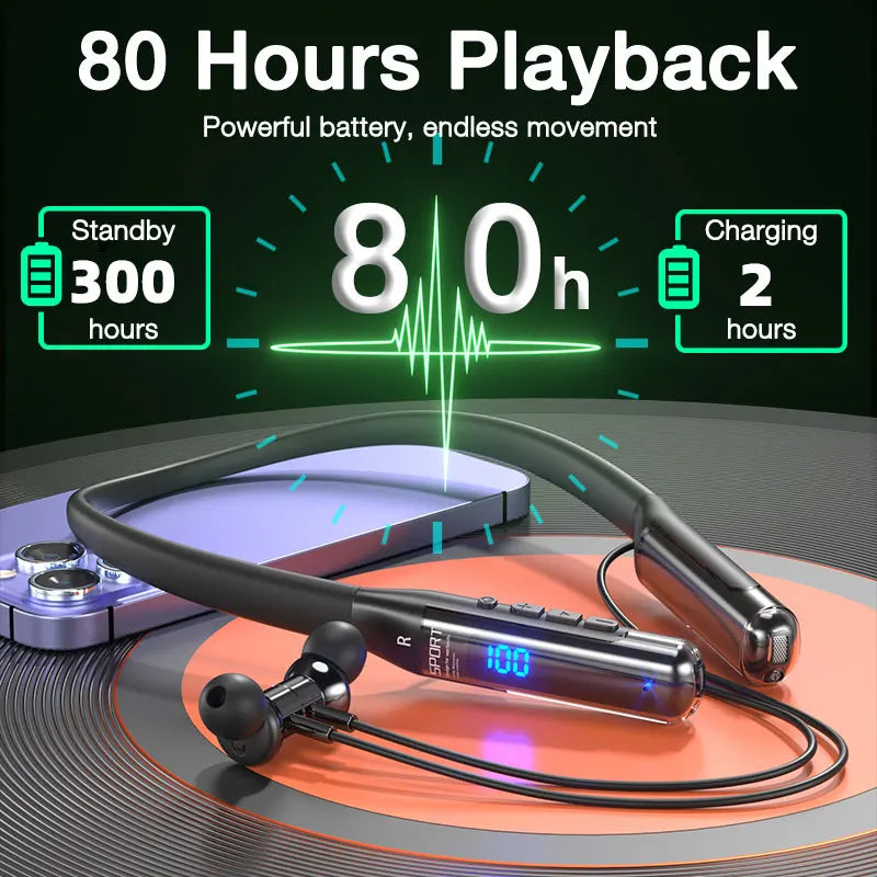 EARDECO 80 Hours Endurance Bluetooth Neckband Earphones