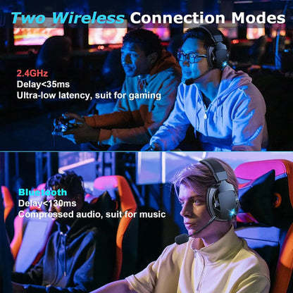 Wireless Gaming Headset with Detachable Noise Cancelling Microphone
